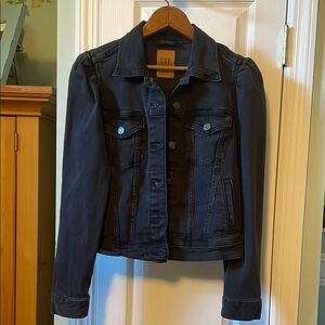 GAP Puff Sleeve Black Denim Jacket Size Small
